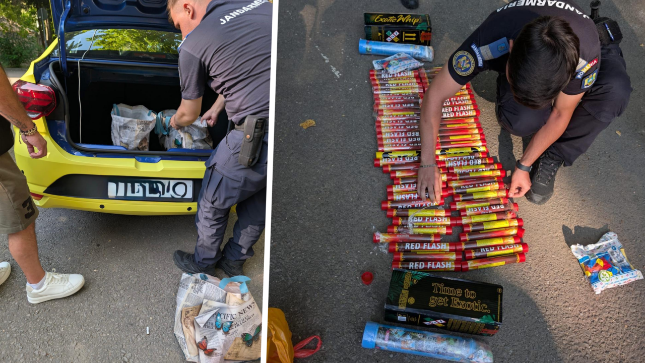 Jandarmii au prins un taximetrist care le oferea unor suporteri cazați în București mai multe torțe și patru butelii cu azot
