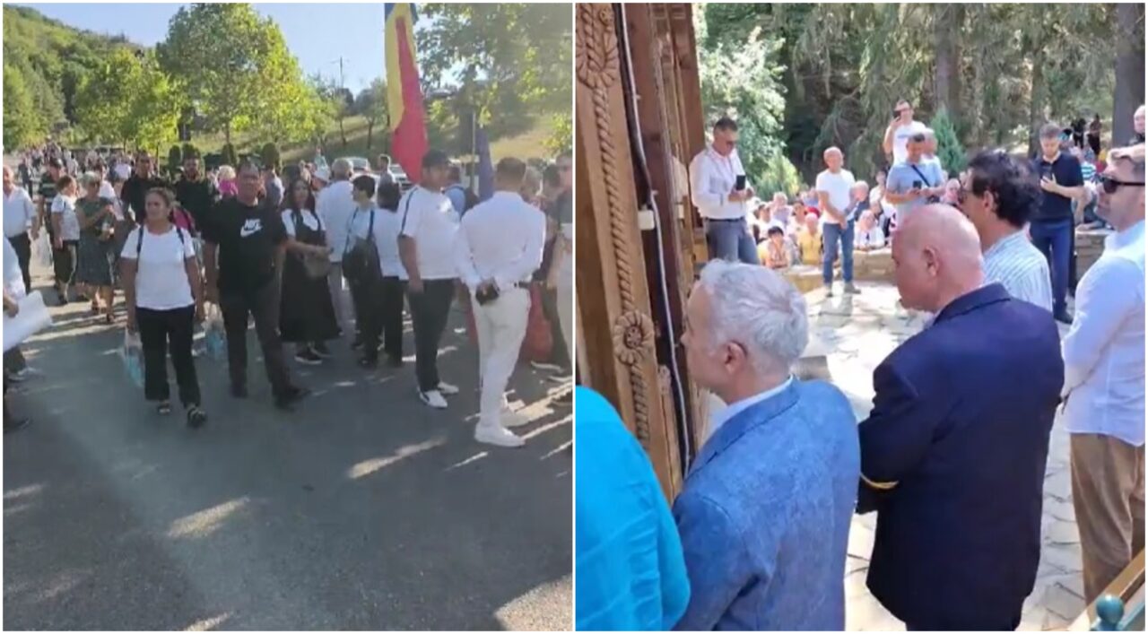 Călin Georgescu a participat la slujba de la Mănăstirea Prislop. Cum a fost întâmpinat de susținători