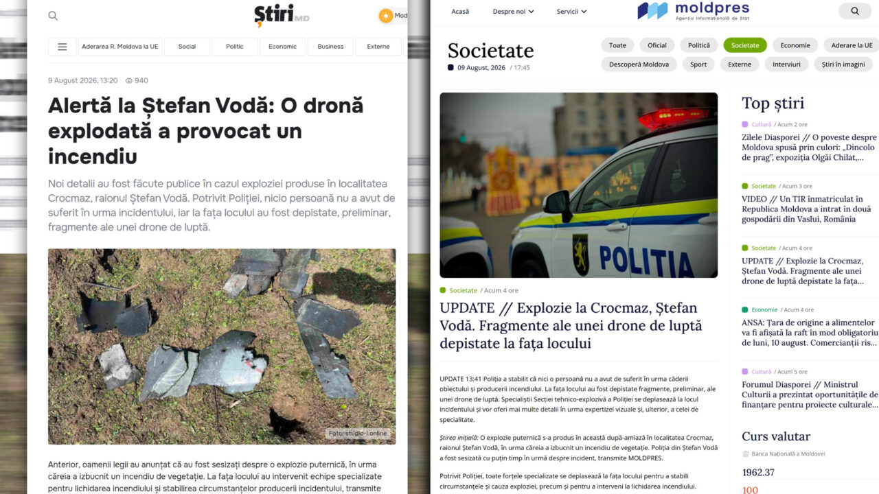 Ce scrie presa din Republica Moldova despre drona care a explodat la Crocmaz