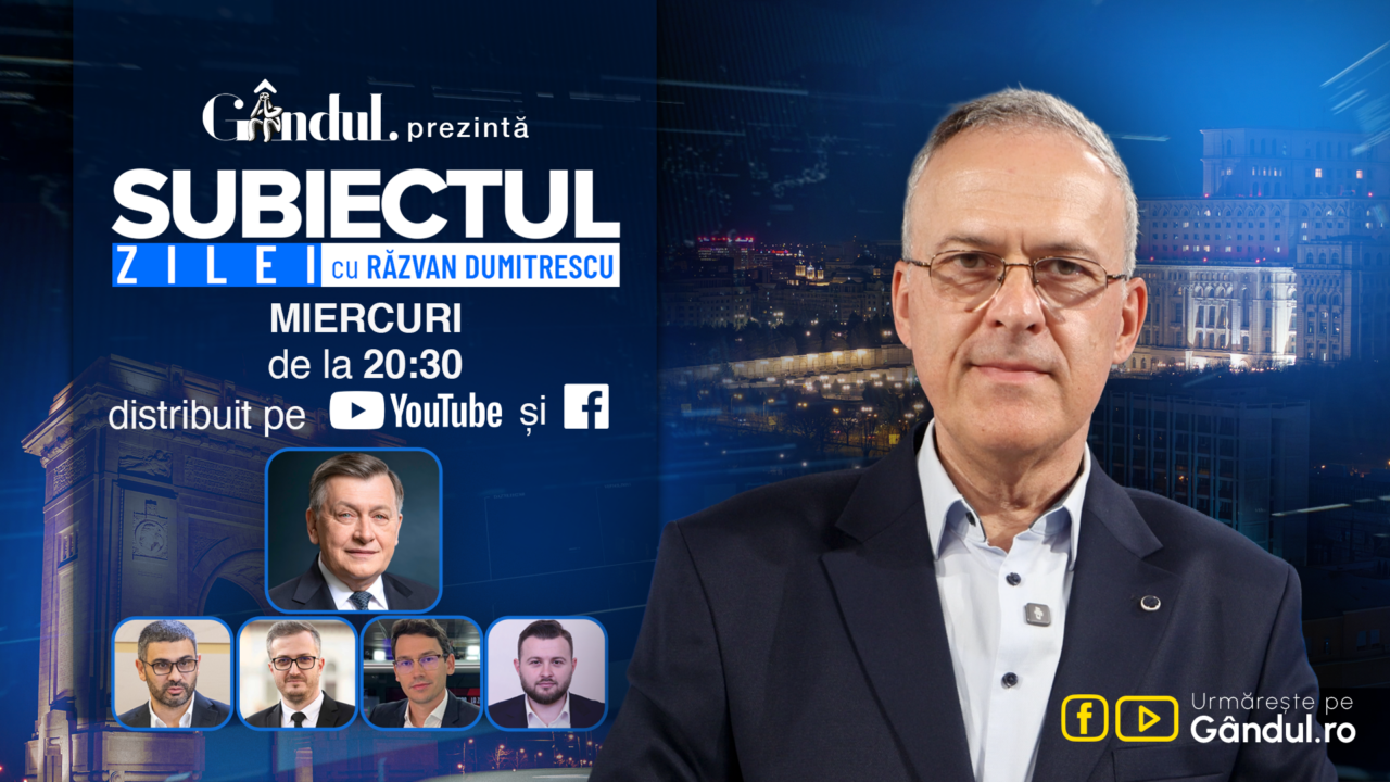 „Subiectul Zilei cu Răzvan Dumitrescu” începe miercuri, 12 august, de la ora 20:30, live pe Gândul. În exclusivitate Crin Antonescu, analiză bisturiu despre cea mai gravă criză din ultimii ani
