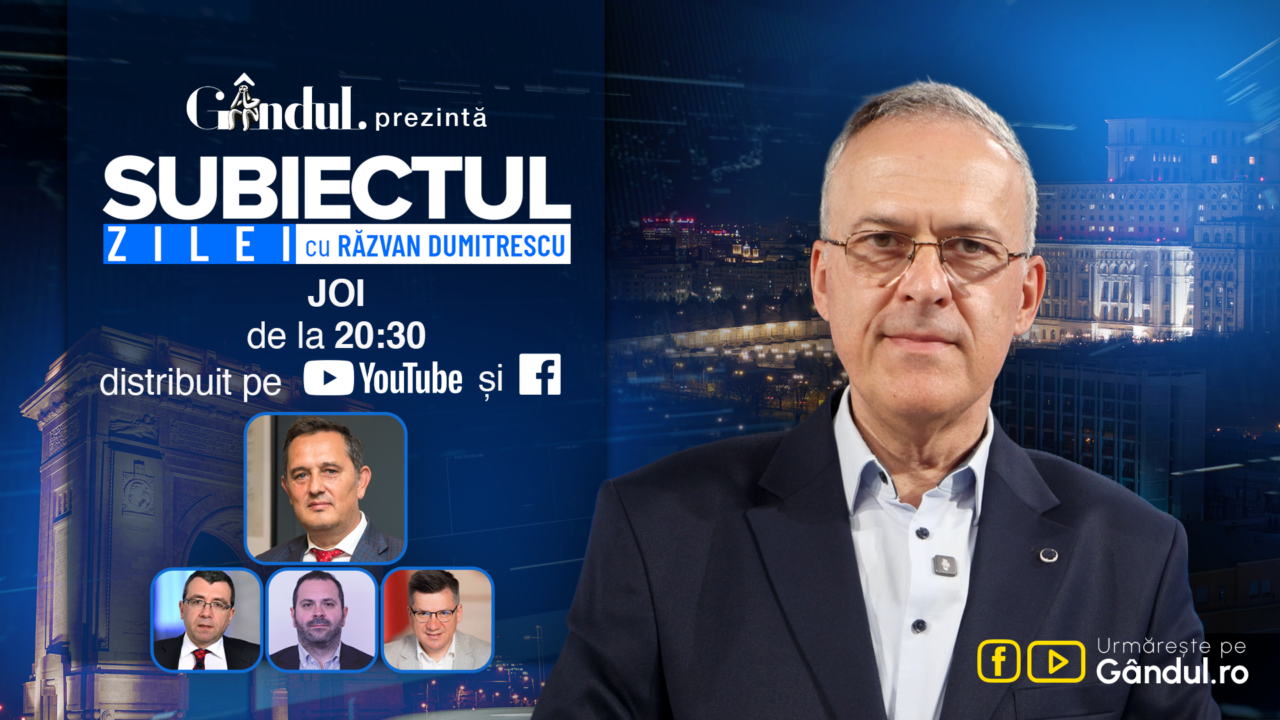 „Subiectul Zilei” cu Răzvan Dumitrescu începe joi, 06 august, de la ora 20:30, live pe Gândul. Gheorghe Piperea, despre minciunile din pandemie care distrug acum România