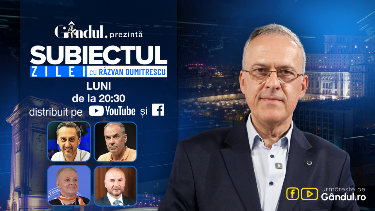 „Subiectul Zilei cu Răzvan Dumitrescu” începe miercuri, 31 august, de la ora 20:30, live pe Gândul. Dezvăluiri exclusive despre soarta noului Guvern, jucată de partide în ședințe și negocieri cu ușile închise