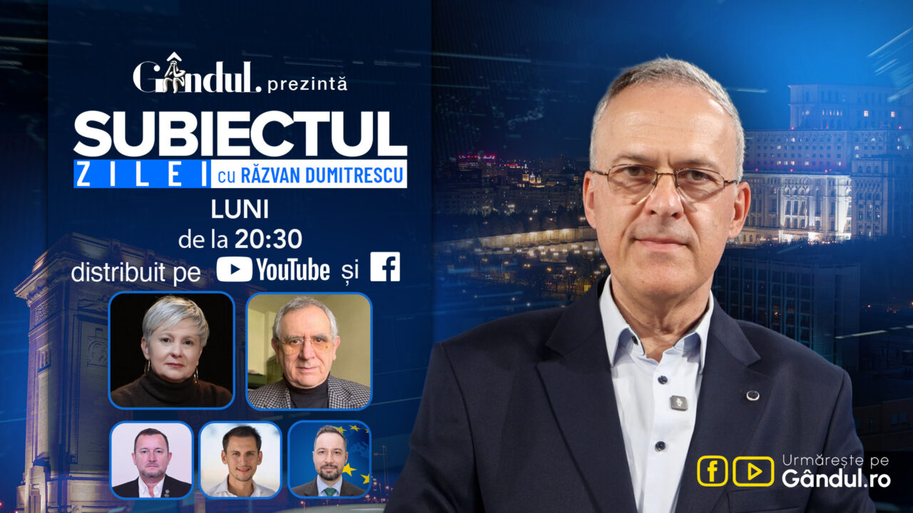 „Subiectul Zilei” cu Răzvan Dumitrescu începe luni, 10 august, de la ora 20:30, live pe Gândul. Hari Bucur Marcu și Sarmiza Andronic, dezvăluiri despre misterul dronei care ne-a traversat țara