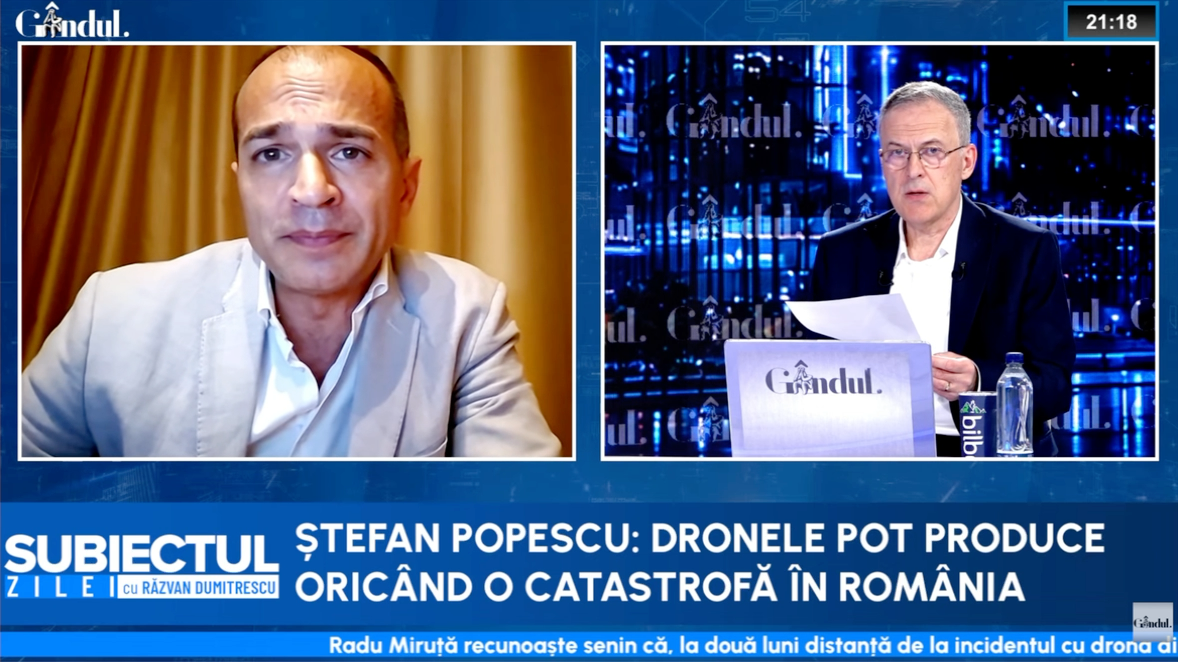 Ștefan Popescu, comentarii dure despre dronele doborâte în țară. „Ne consumăm resursele/ Să terminăm cu exercițiile de imagine”