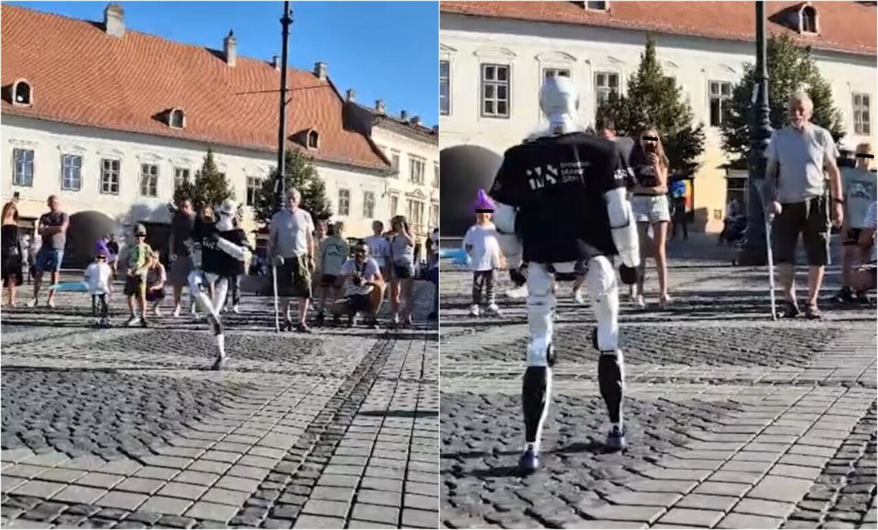 Un robot umanoid, botezat Vasile, a fost filmat în timp ce dansează și se plimbă în Sibiu: „Aș vrea și eu unul acasă, să-mi facă mâncare și curat”