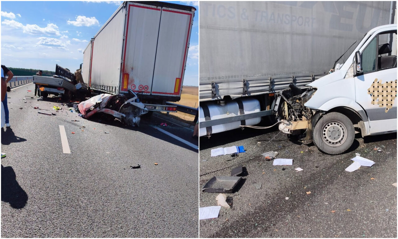 Accident între un TIR și o autoutilitară pe Drumul Expres Craiova-Pitești. Trei persoane au murit, iar alte două au fost rănite