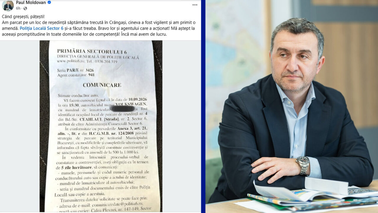 Paul Moldovan, amendat în propriul sector pe care îl conduce. Primarul Sectorului 6 felicită vigilența și promptitudinea Poliției Locale