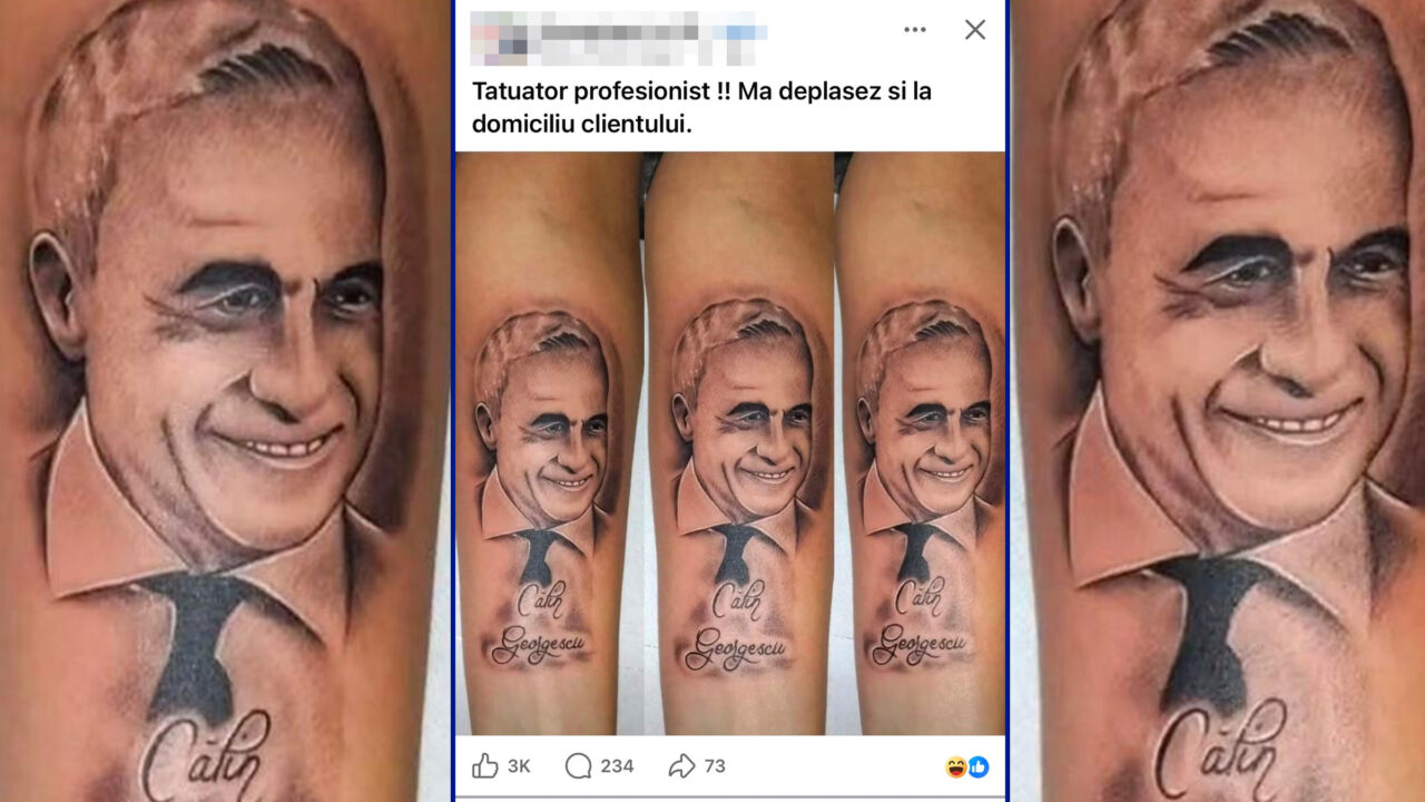 Un tatuator român din Marea Britanie își face reclamă cu un tatuaj cu Călin Georgescu pe un grup de diaspora. Postarea a stârnit mii de reacții