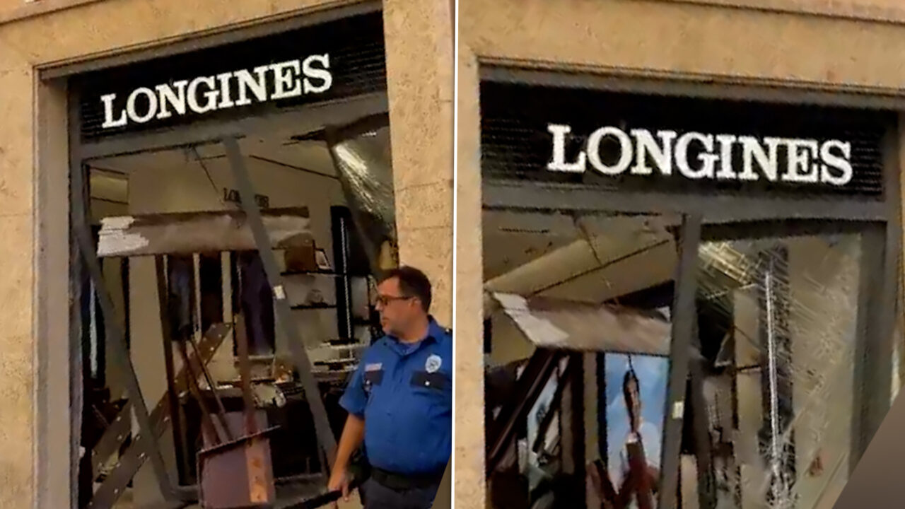 Jaf ca în filme, la Roma. 80 de ceasuri Longines au fost furate de pe Via del Corso în doar 50 de secunde. Hoții au spart vitrina cu o mașină-berbec. Gândul are imagini și detalii exclusive de la fața locului