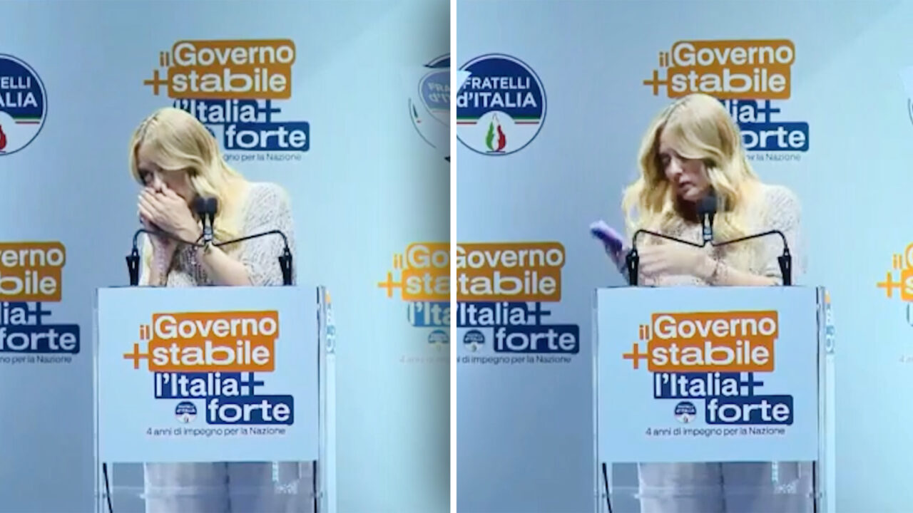 Giorgia Meloni și-a întrerupt discursul la un miting ca să răspundă la telefon: „Scuze, m-a sunat fiica mea de trei ori!”