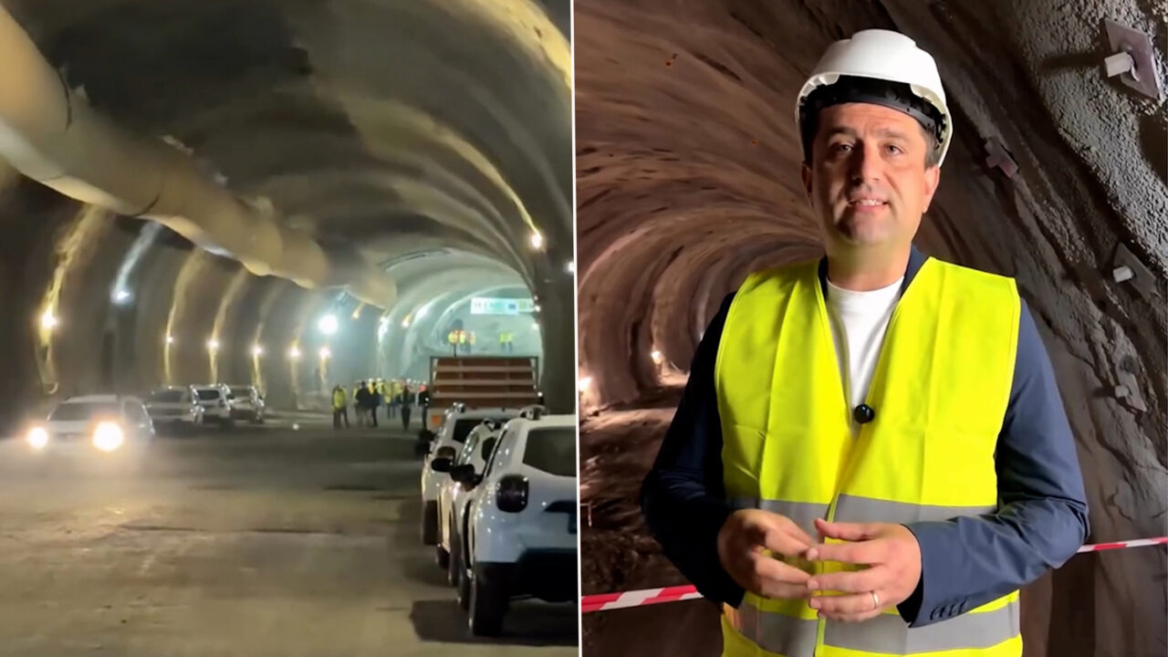 Dinel Miruță s-a mai filmat cu o „realizare” la care nu a avut nicio contribuție: Tunelul Urșilor de pe A1. Asta nu l-a împiedicat să-și pună vesta, casca și lavaliera pentru un clip de imagine