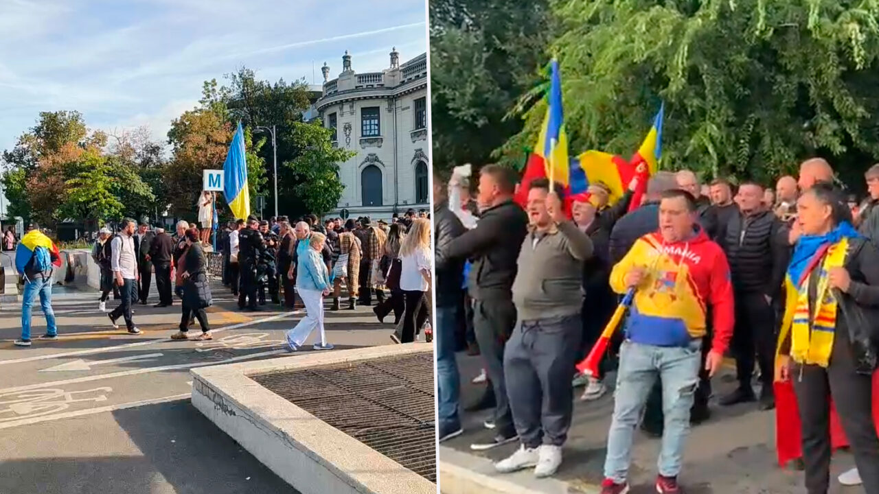 A început protestul fermierilor în Piața Victoriei. Șosea blocată și scandal cu jandarmii: ”Țarcurile sunt pentru animale, nu pentru oameni”