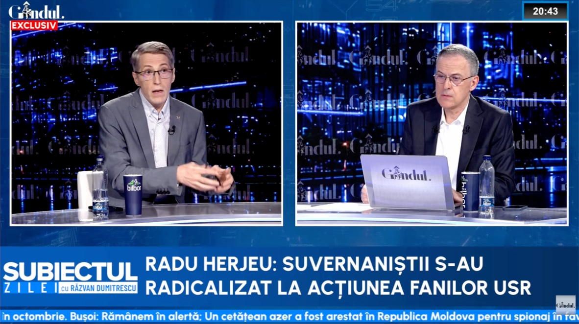 Radu Herjeu dă vina pe USR pentru reacțiile radicale din sfera politică. „Suveraniștii s-au radicalizat la acțiunile fanilor USR.”