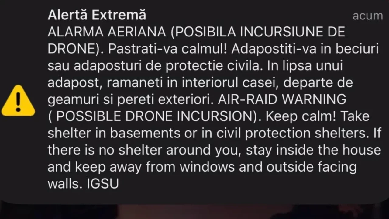 Alertă cu dronă în Botoșani. Locuitorii au primit RO-Alert și sunt îndemnați să se adăpostească imediat