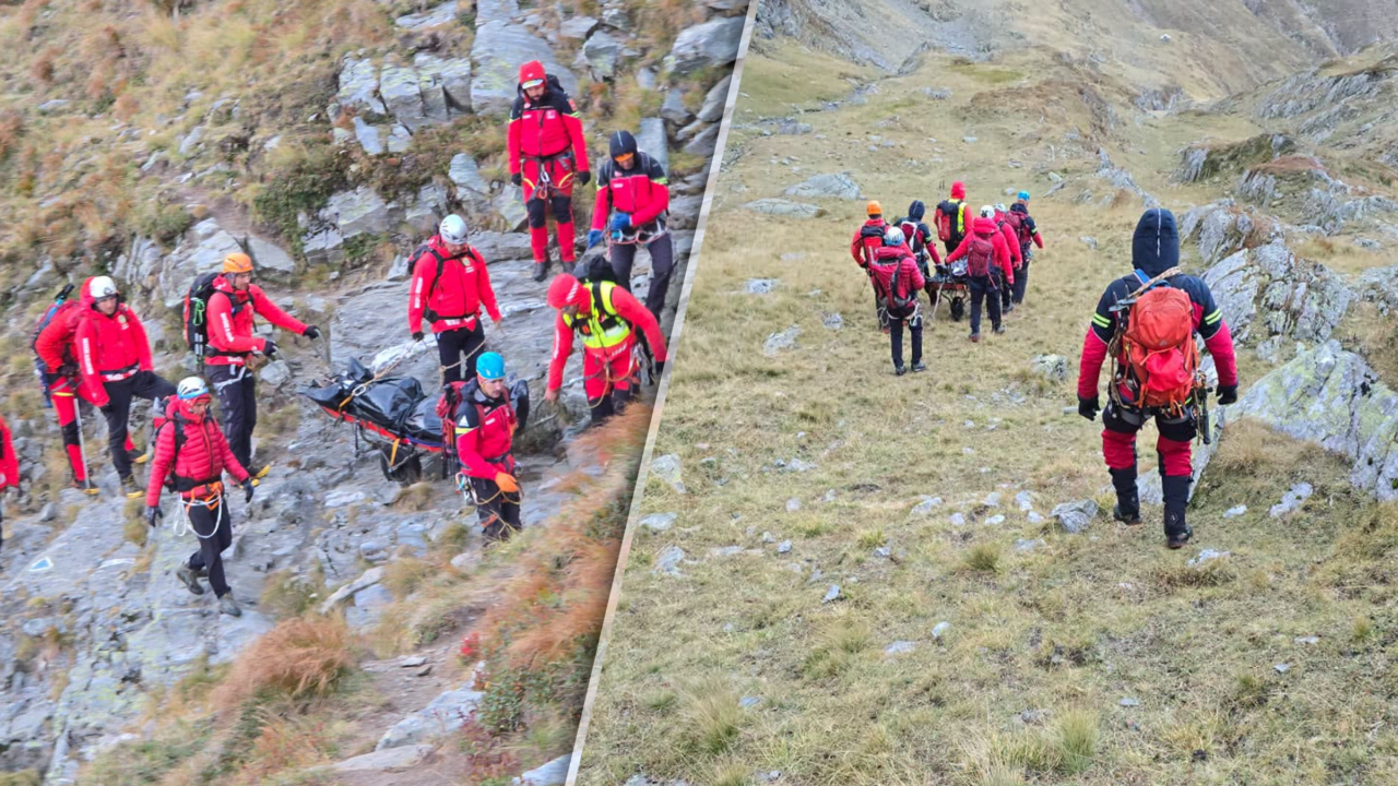 Salvamontiștii din Argeș și Sibiu au recuperat trupul turistului polonez care a căzut 200 de metri în Munții Făgăraș, după o intervenție de 34 de ore