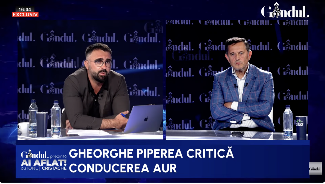 Gheorghe Piperea, reproșuri la adresa conducerii AUR: „Senzația este că băltim / Puteam să punctăm în aceste luni / Mergem înainte doar în sondaje / În AUR există mai multe valori decât Simion și Georgescu”