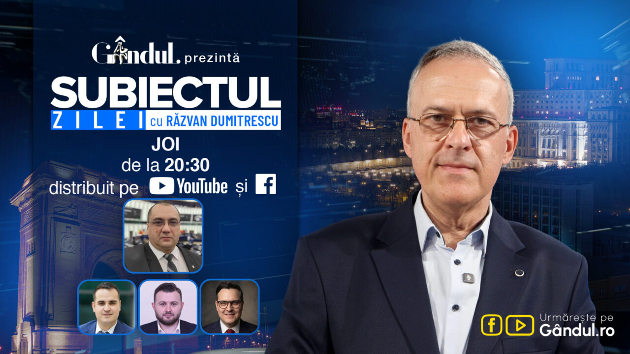 „Subiectul Zilei cu Răzvan Dumitrescu” începe joi, 03 septembrie, de la ora 20:30, live pe Gândul. În exclusivitate, Cristian Terheș, dezvăluiri despre planurile de la Bruxelles