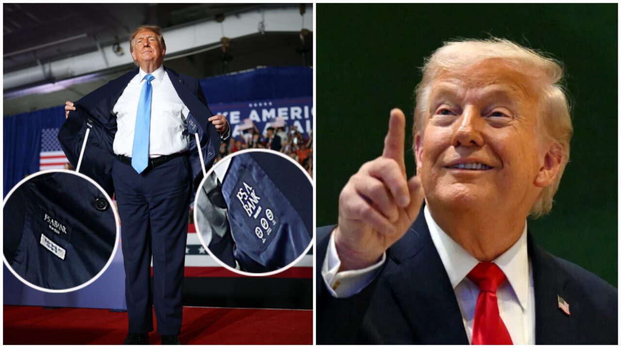 Donald Trump, apariție controversată la un miting electoral. Ar fi purtat un costum ieftin, fabricat în Asia