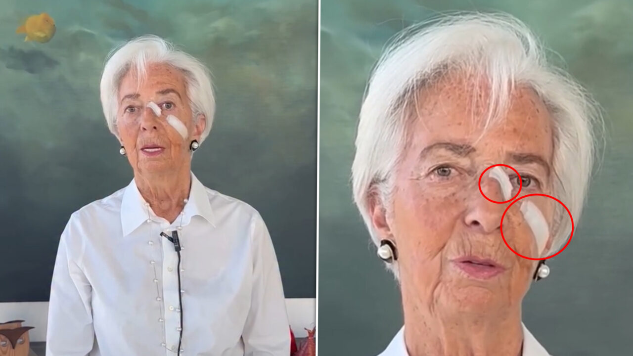 Christine Lagarde își anunță plecarea din fruntea Băncii Centrale Europene cu fața acoperită de plasturi. Cum explică apariția controversată