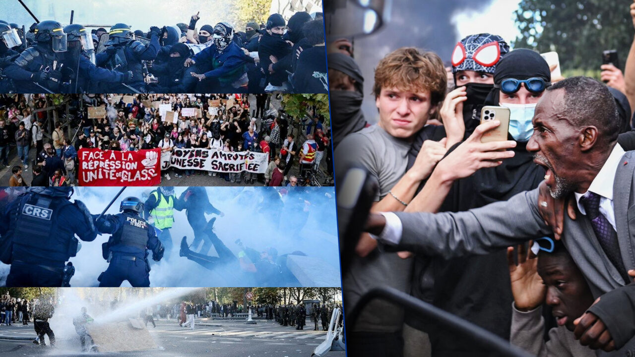 Protestele violente ale elevilor continuă în Franța. Poliția a folosit gaze lacrimogene, iar un primar a devenit „scut” pentru manifestanți