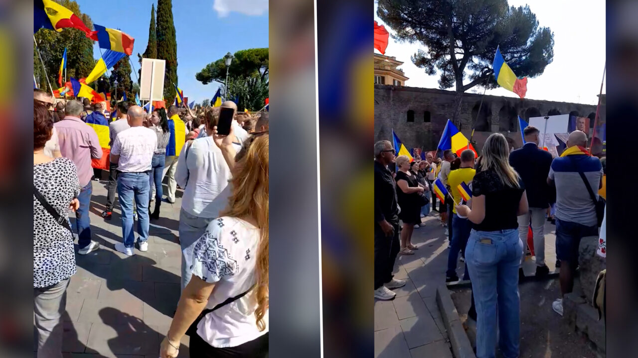 Proteste pentru Călin Georgescu la Roma. Sute de susținători își strigă nemulțumirea și cer eliberarea lui Georgescu: „Jos Guvernul mafiot!”