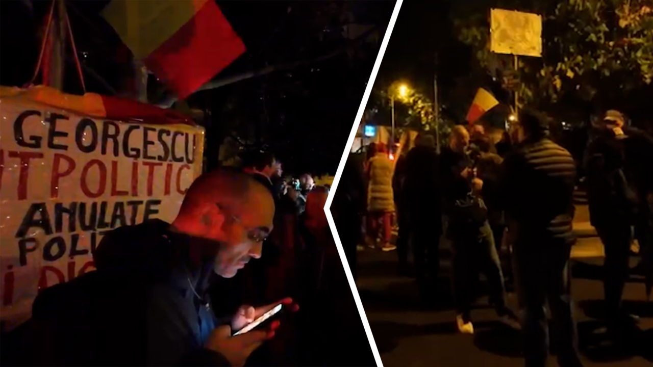 A 15-a noapte de proteste în fața Arestului Central, unde este închis Călin Georgescu. Susținătorii scandează: „Căline, Căline, Iisus este cu tine”