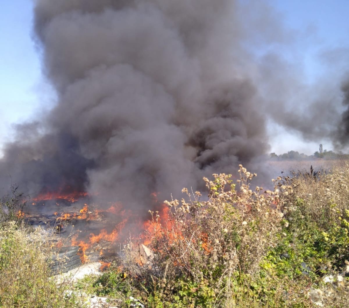 Incendiu puternic de vegetație în Dâmbovița. A fost emis un mesaj RO-Alert