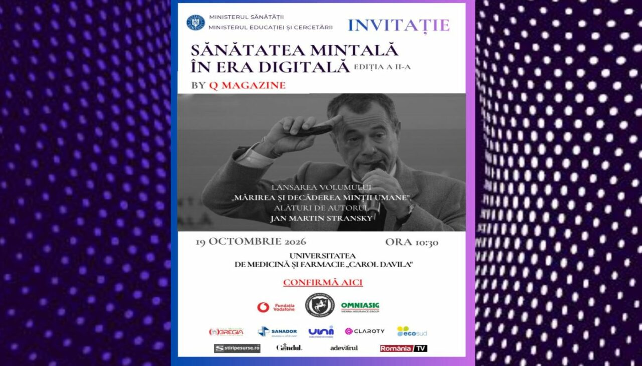 Ediția în română a best seller-ului „The rise and fall of the human mind” a Profesorului neurolog Jan Martin Stransky va fi lansată în 19 octombrie, în cadrul Conferinței „Sănătatea mintală în era digitală”
