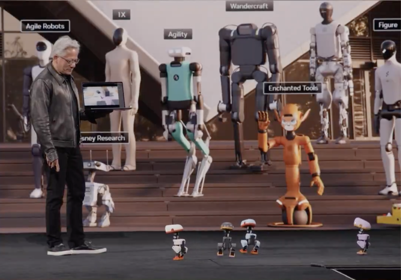 Miniroboții în formă de rățuște au făcut spectacol la Berlin: „Faceți tumbe!”. Șeful Nvidia anunță o revoluție AI în Europa