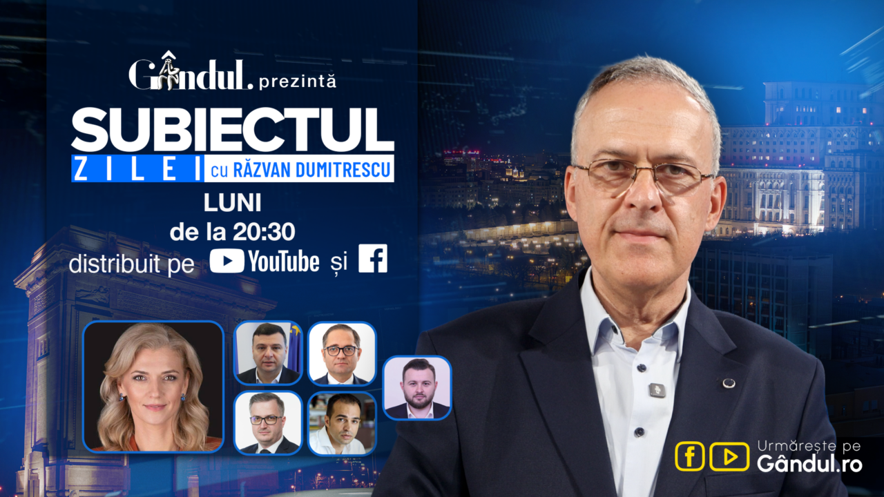 „Subiectul Zilei cu Răzvan Dumitrescu” începe luni, 12 octombrie, de la ora 20:30, live pe Gândul. În exclusivitate, Alina Gorghiu, analizează șansele guvernului Luca Niculescu