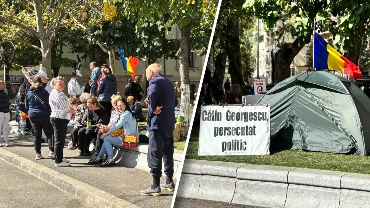 A ieșit soarele pe strada „Georgescu”. Susținătorii lui Călin Georgescu se odihnesc și se bucură de vremea frumoasă, după trei zile și trei nopți în fața „Beciului Domnesc”. Singurul cort rămâne la „datorie”