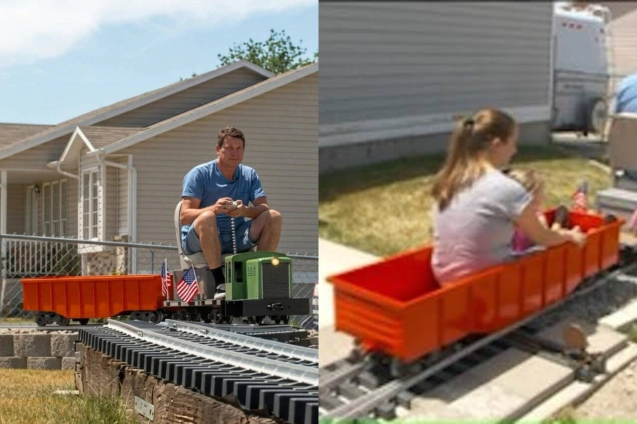 În 2015, Cory Mohl din Utah a construit o cale ferată lungă de 120 de metri în spatele casei sale. A avut nevoie de 18 tone de pietriș și sute de ore de muncă + 18.000 de dolari: Cum au reacționat vecinii săi